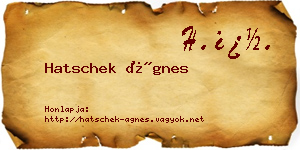 Hatschek Ágnes névjegykártya